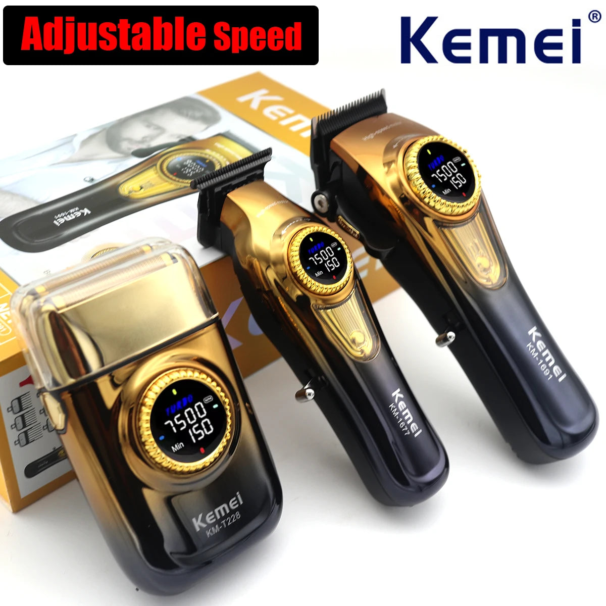 Kemei 1691 1677 T228 Kit Rechargeable Barber Hair Clippers Electric Cordless Hair Trimmer Professional Men Hair Cutting Machine