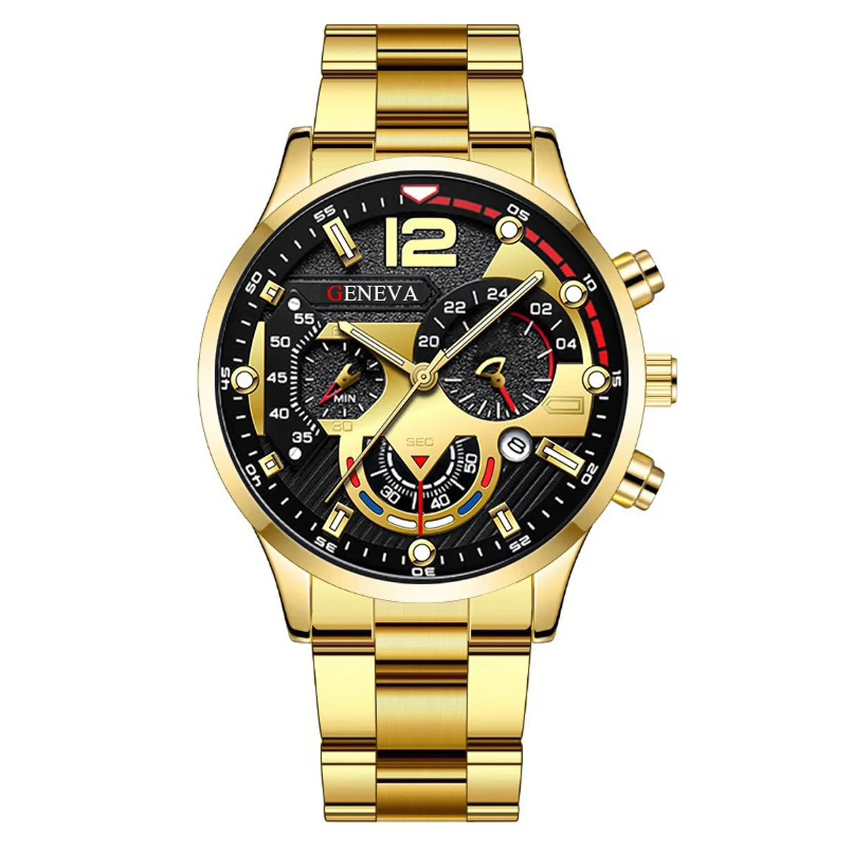 Trendy hot sale live men's fashion stainless steel band business watch luminous pointer with calendar quartz watch