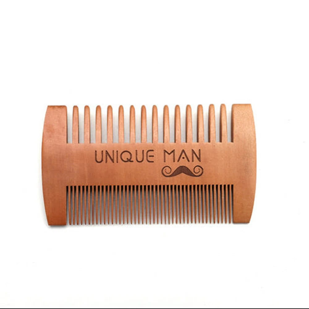 Men's Wooden Beard Comb with Leather Case Mustache Hair Comb For Men Fine Coarse Teeth Perfect Beard Balms Essential Oils Comb